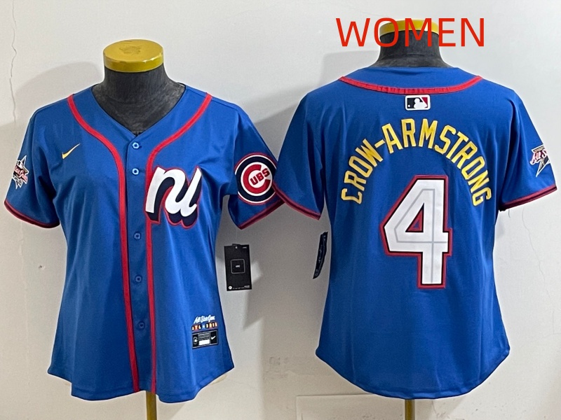 Women Chicago Cubs #4 Crow-Armstrong Blue MLB All star Nike 2025 Jersey style 003